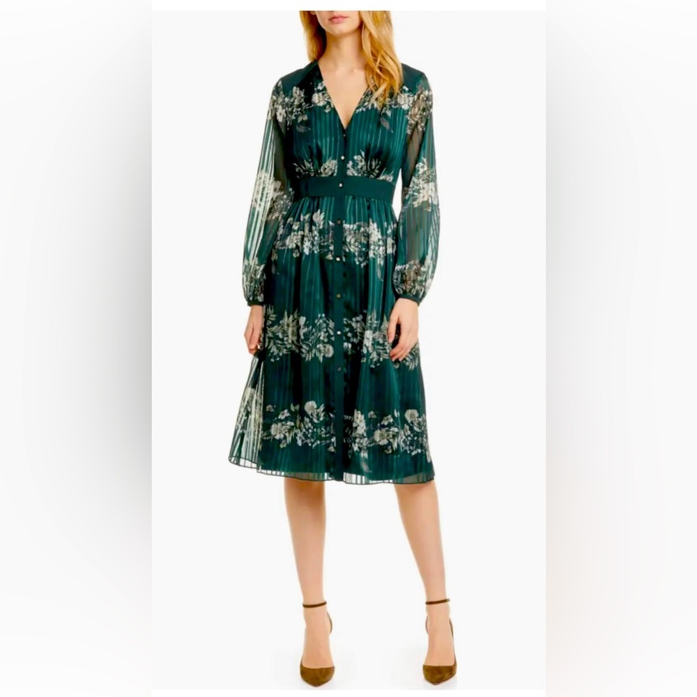Ted Baker Green Floral Long Sleeve Dress